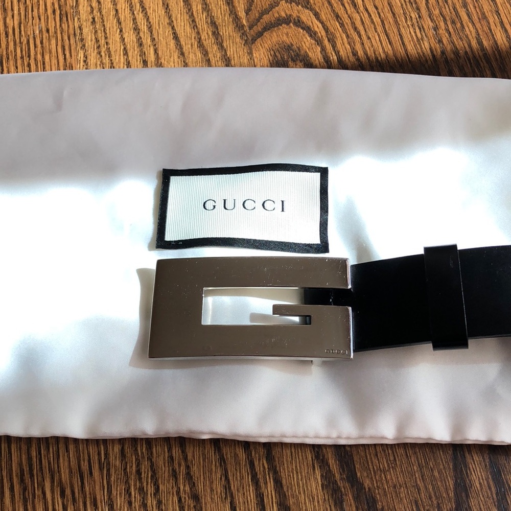 Vintage Black Gucci Belt With Silver Hardware